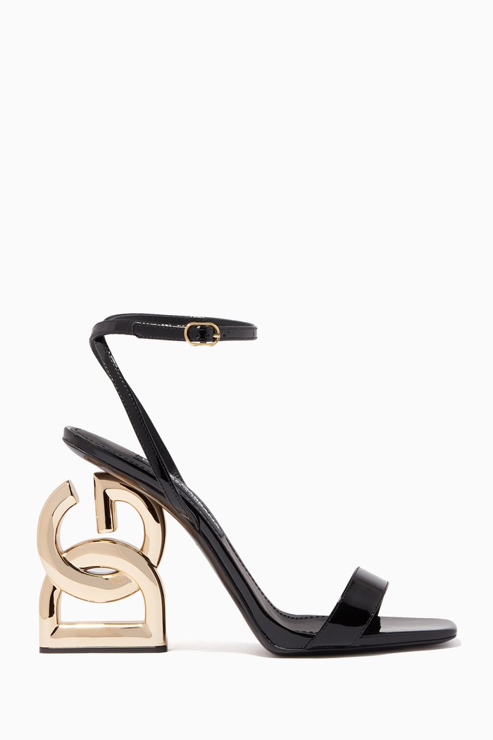 

Keira 105 Sandals with DG Pop Heel in Patent Leather, Black