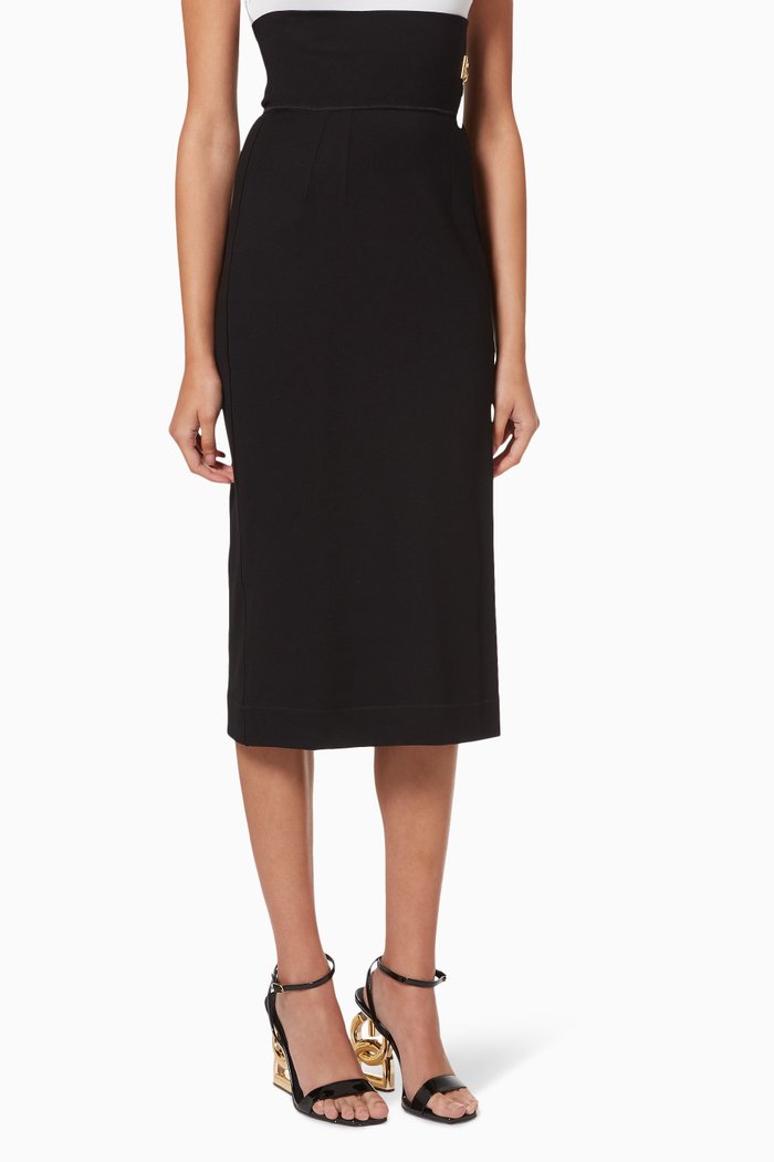DG embellishment Pencil Skirt in Jersey, Black