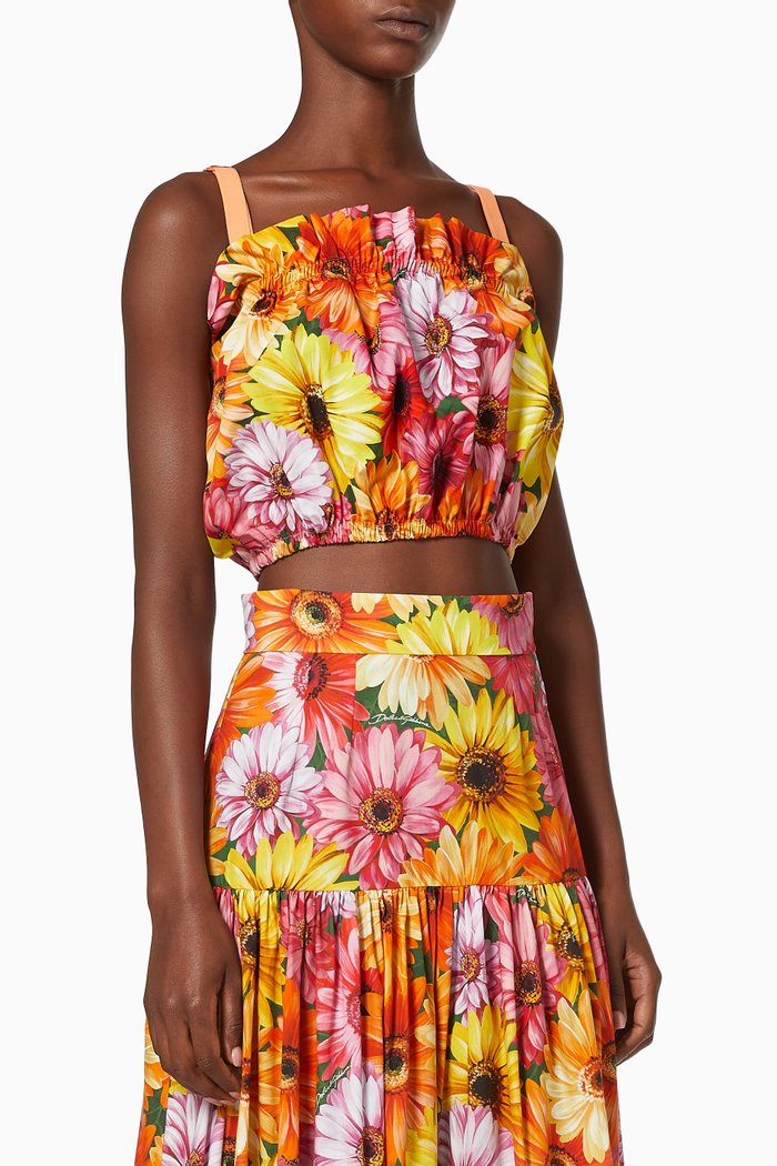 

Gerbera-daisy Crop Top in Cotton Poplin, Orange