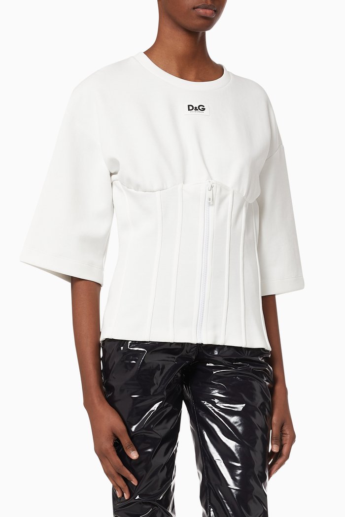 

DG Bustier T-shirt in Jersey, White