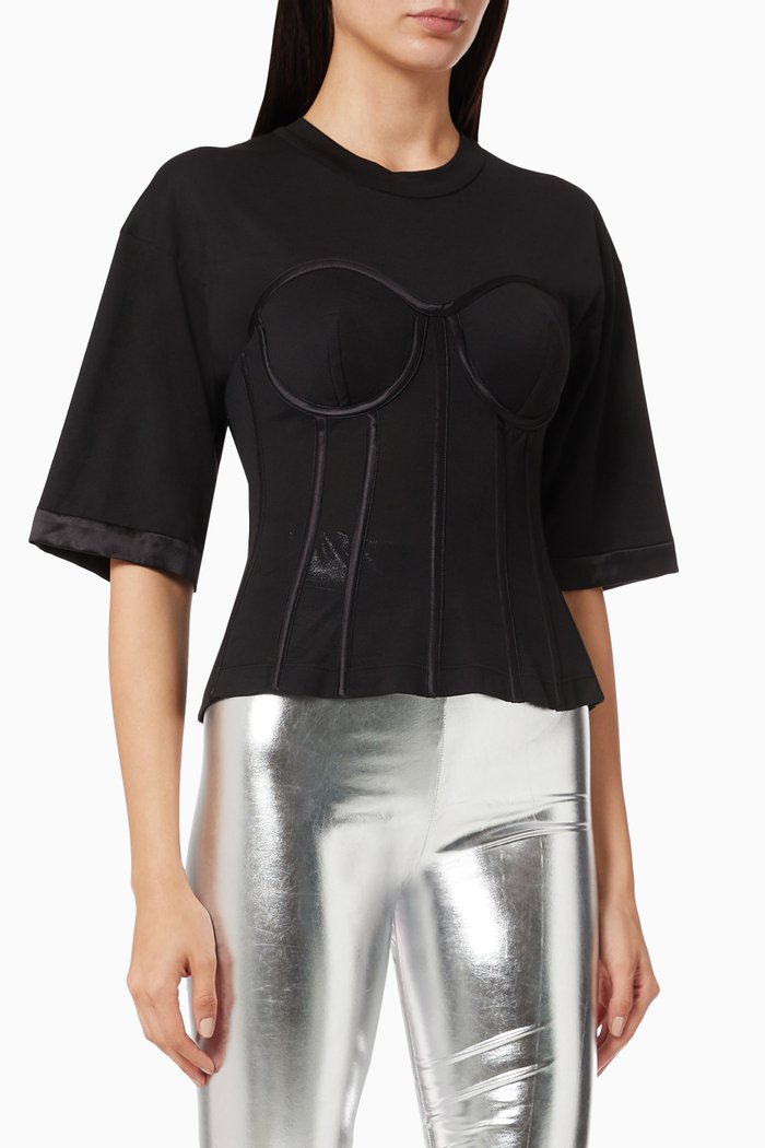 

Bustier T-shirt in Jersey, Black
