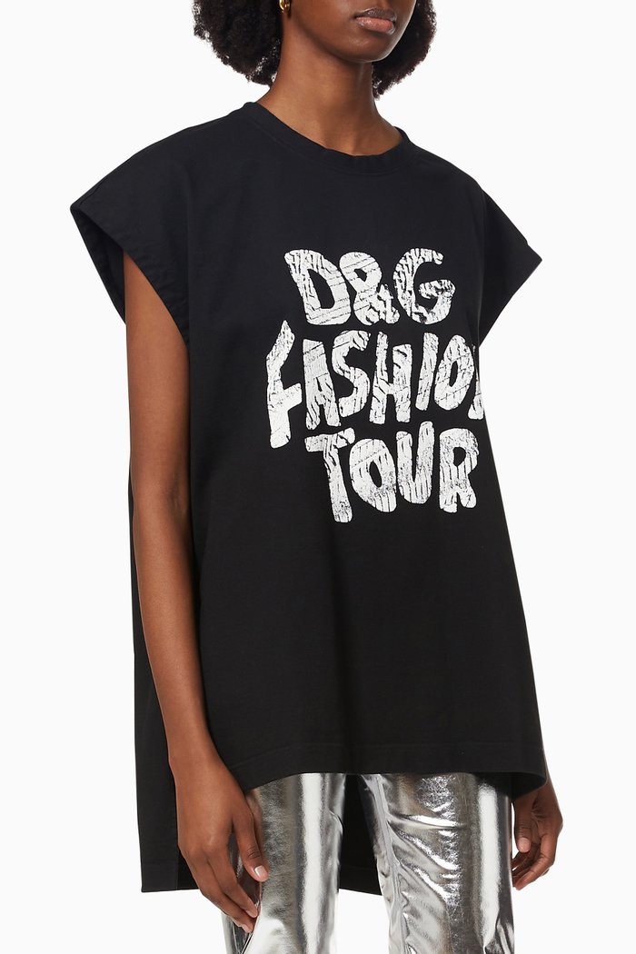 

"D&G Fashion Tour" Oversized T-shirt in Jersey, Black
