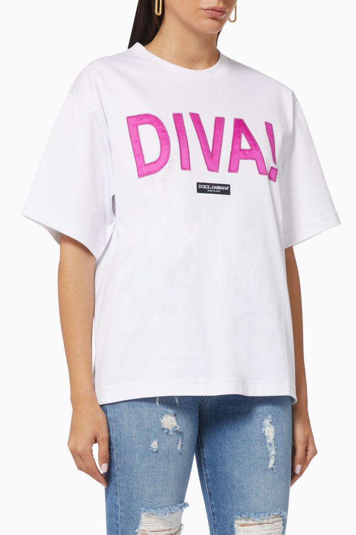 

DIVA Logo Oversized T-shirt in Cotton, White