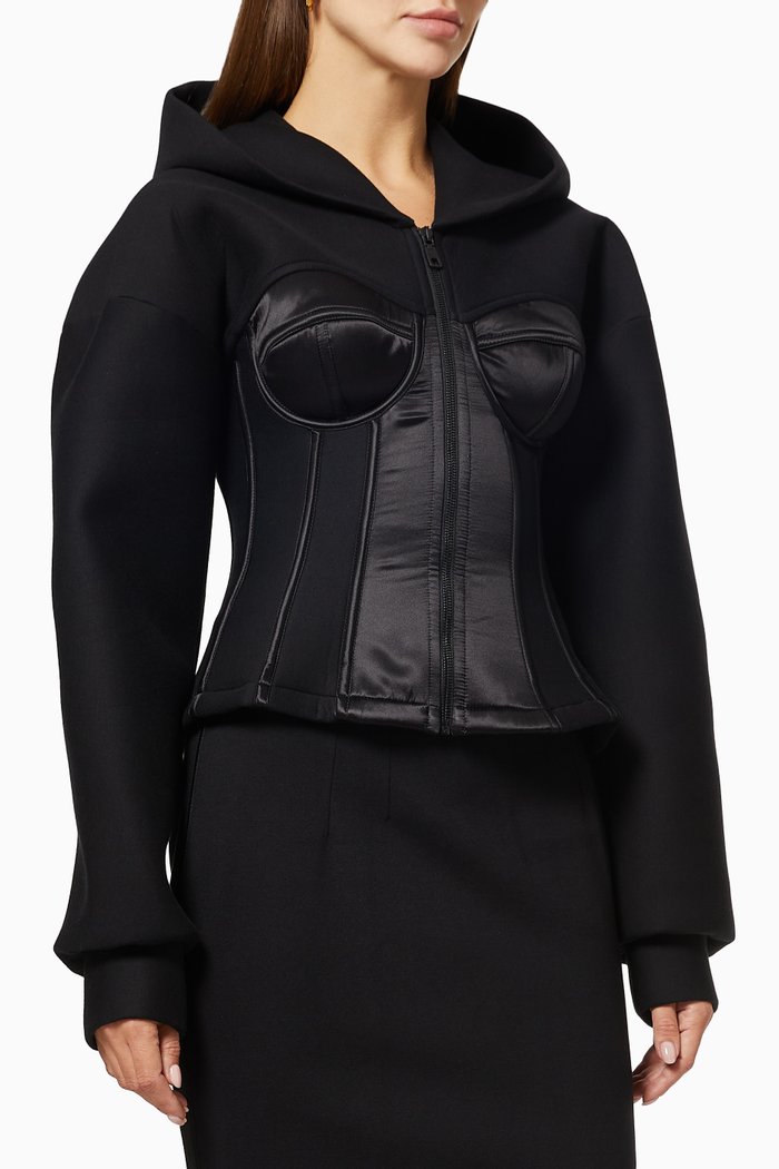 

DG Next Technical Jersey Bustier Hoodie, Black