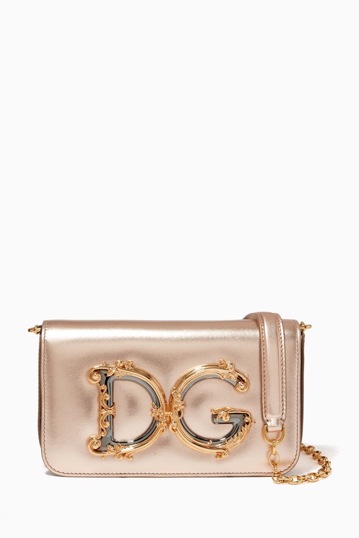 

Small DG Girl Clutch Bag in Metallic Mordoré Nappa, Gold