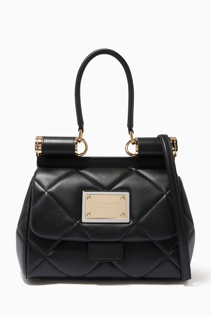 

Medium 90s Sicily Bag in Aria Matelassé Leather, Black