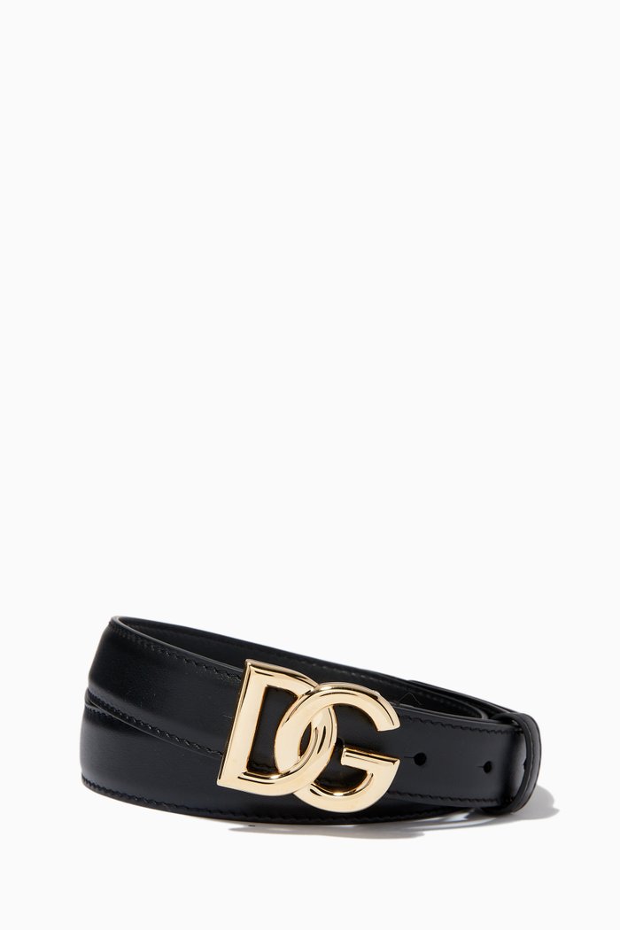 

Belt with Millennial DG Logo in Leather, 25mm, Black