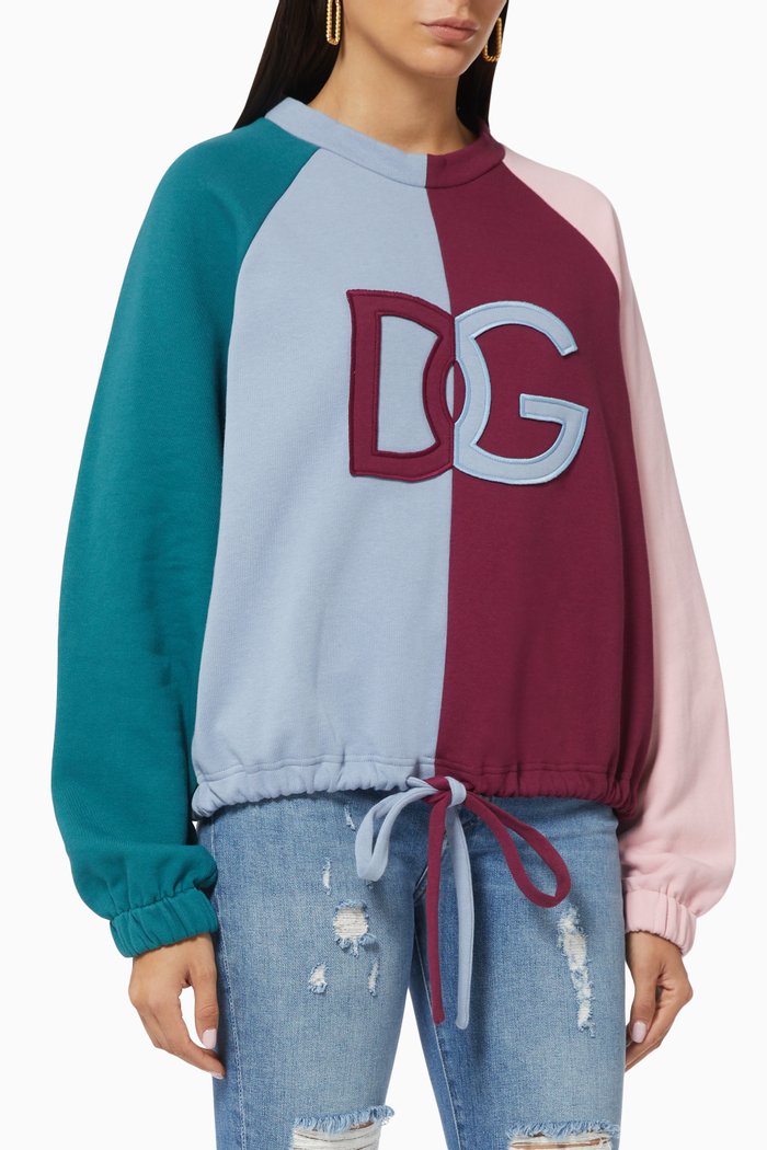 Jersey Patchwork Sweatshirt with DG Lettering, Multicolour