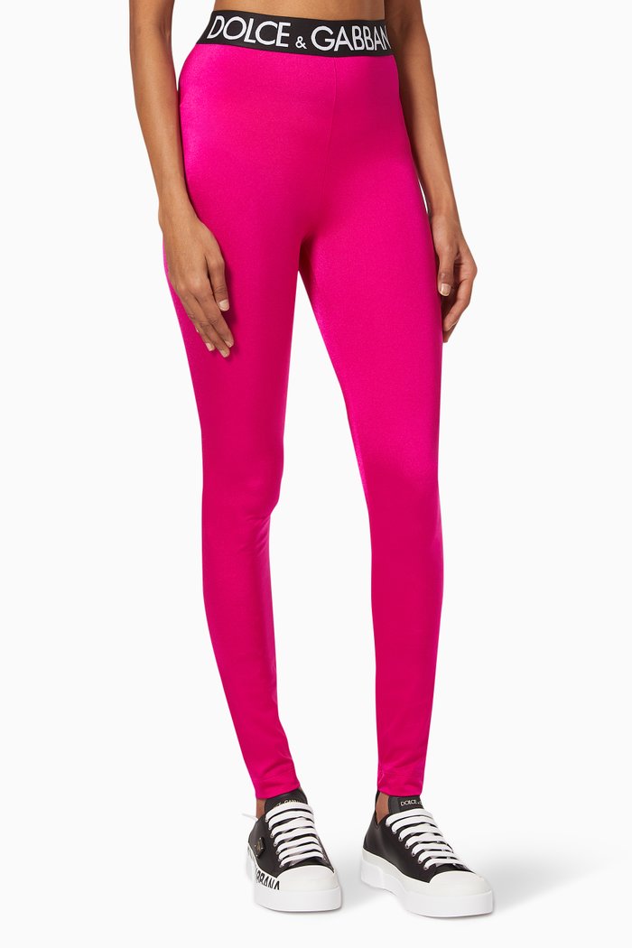 

Leggings with Branded Elastic in Nylon, Pink