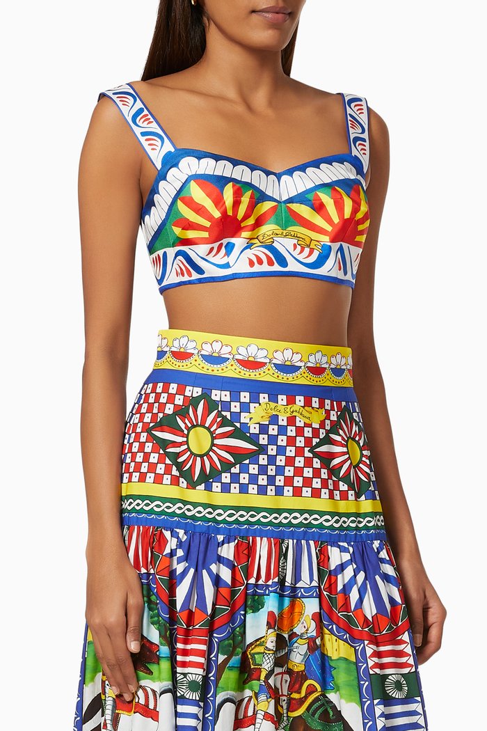 

Carretto Bustier Top in Silk Twill, Multicolour
