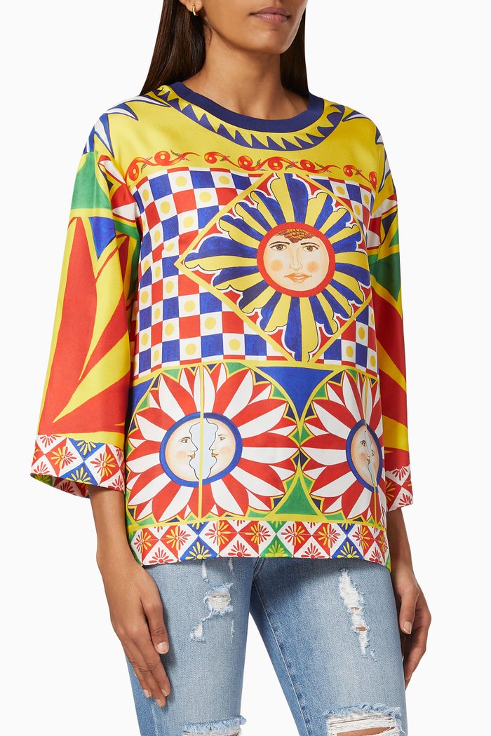 

Carretto Top in Silk Twill, Multicolour