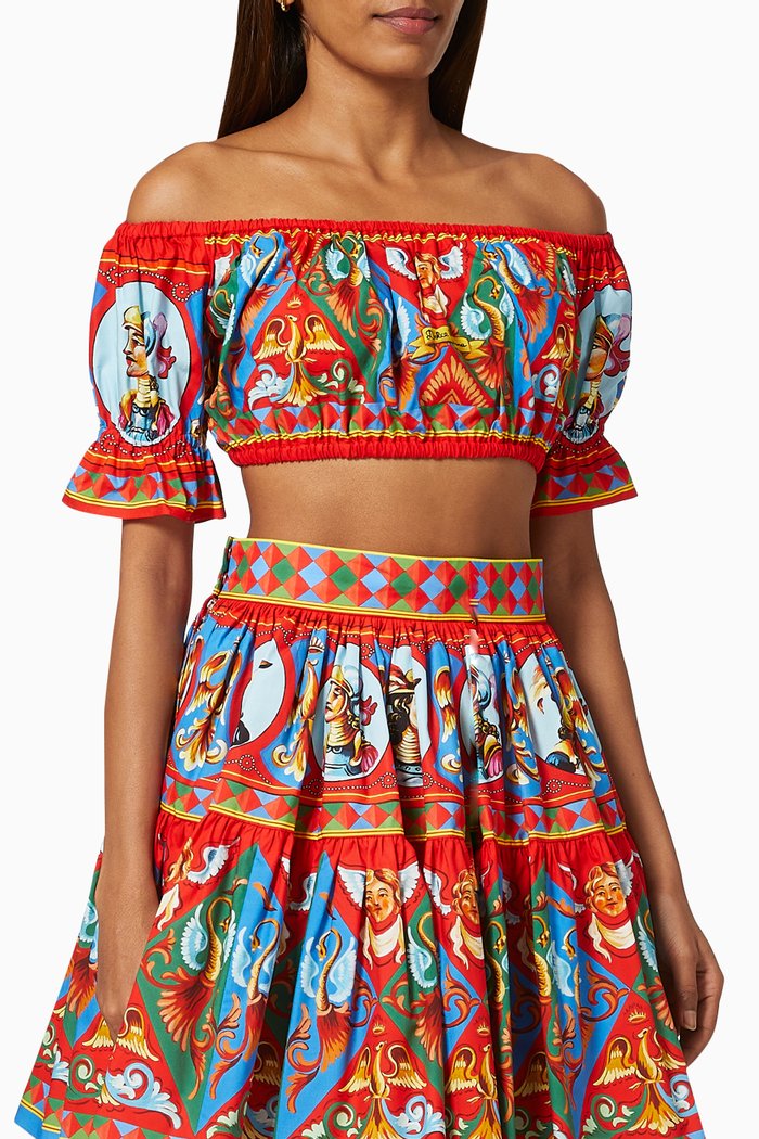 

Carretto Crop Top in Cotton Poplin, Multicolour