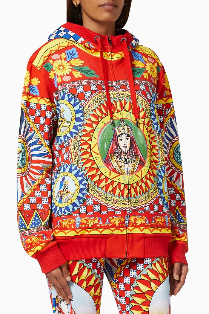 

Carretto Zip Hoodie in Cotton Jersey, Multicolour