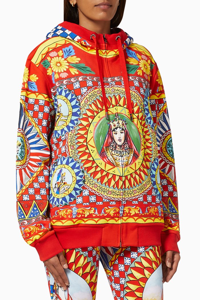 

Carretto Zip Hoodie in Cotton Jersey, Red