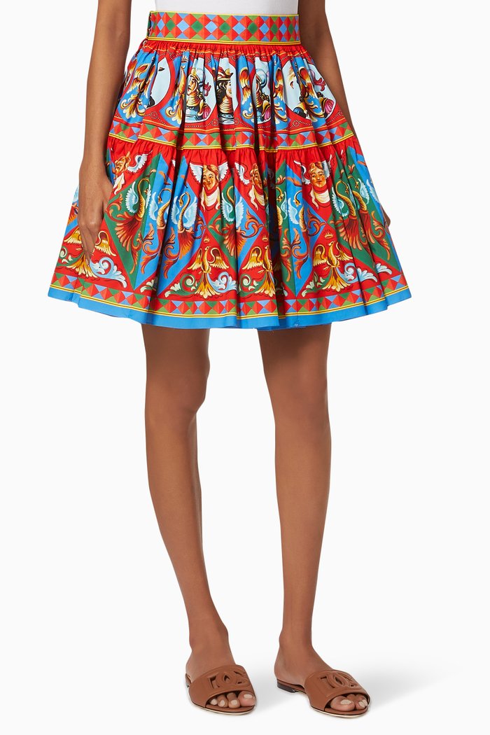 

Carretto Skirt in Cotton Poplin, Multicolour