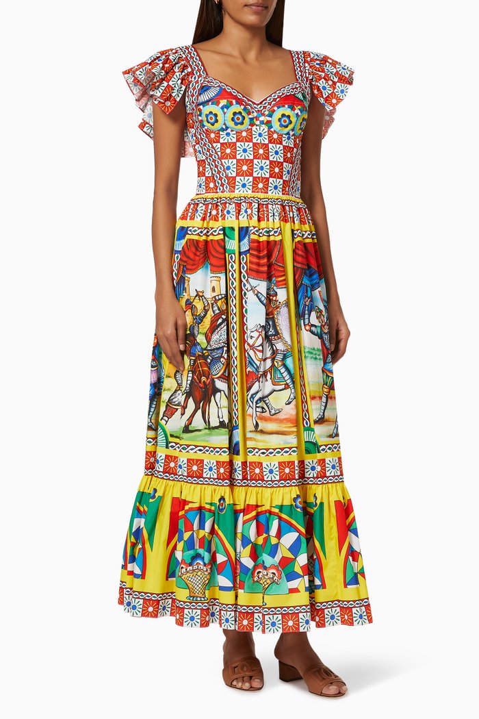 

Carretto Bustier Dress in Cotton Poplin, Multicolour