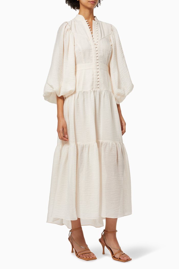 

Charlotte Textured Midi Dress, Neutral