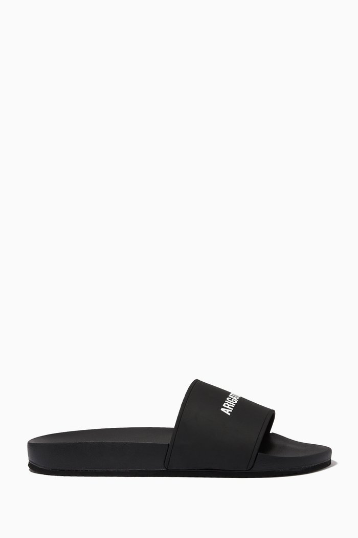 

Logo Pool Slides in Recycled Rubber, Black