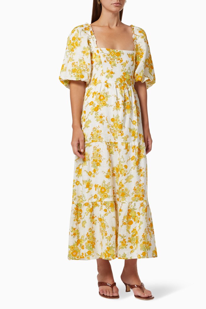 

Gamora Midi Dress in Linen, Yellow