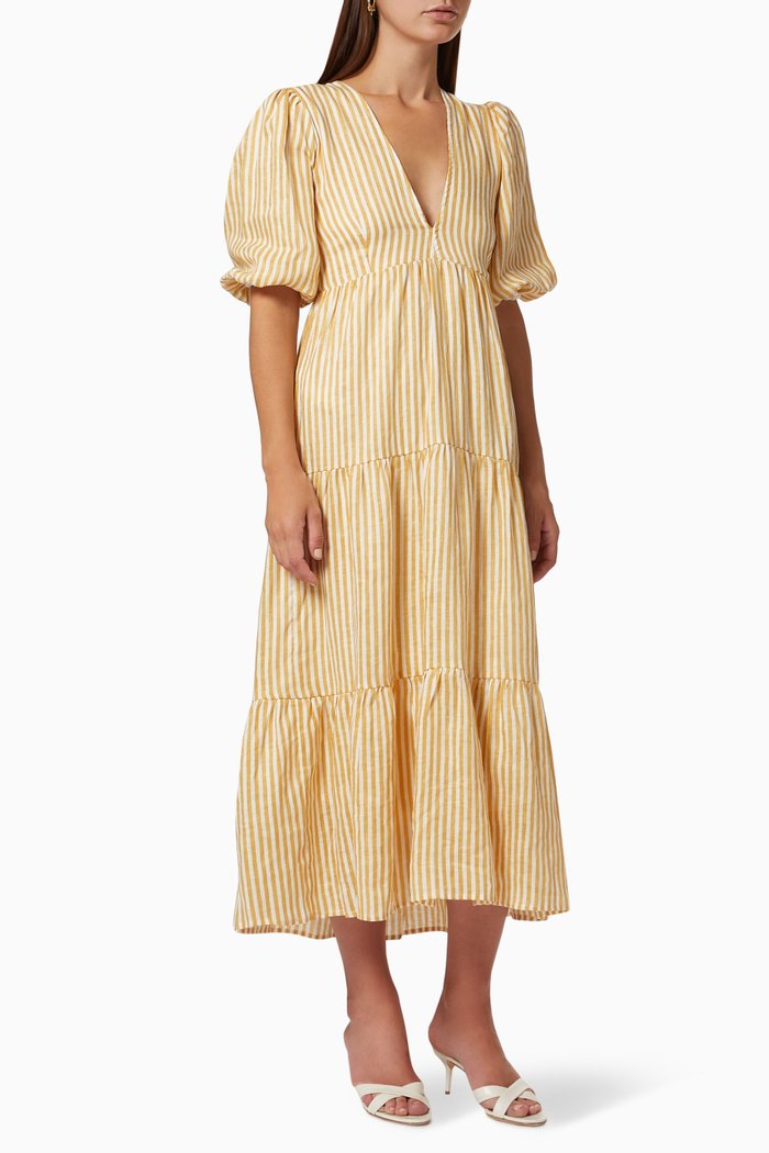 

Aberdeen Midi Dress in Linen, Neutral