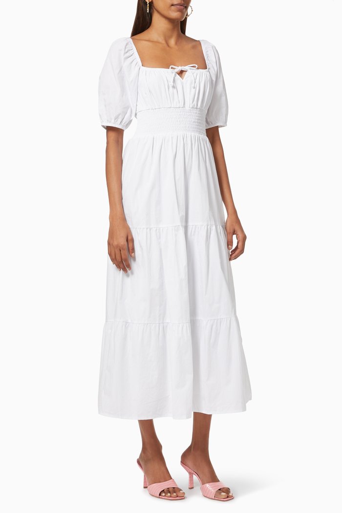Rene Midi Dress in Cotton Poplin, White