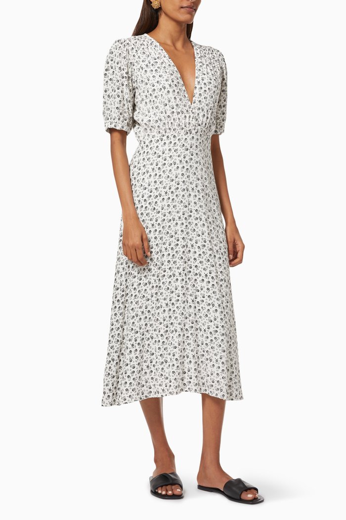 Sonja Midi Dress in Rayon Crêpe, Black