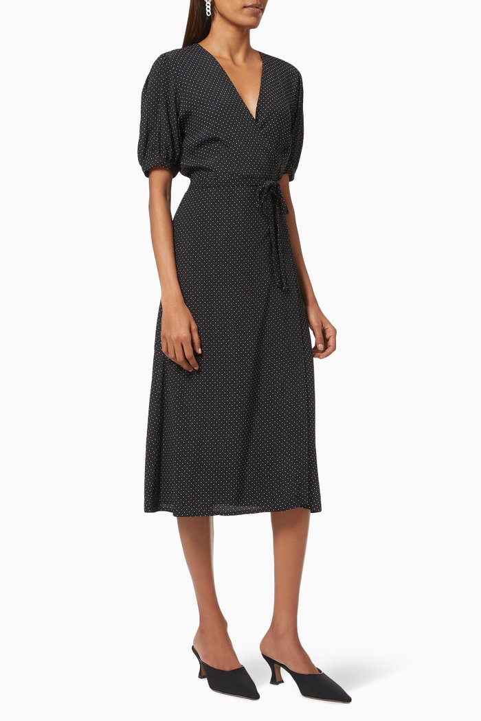 

Sumaia Wrap Midi Dress in Rayon Crêpe, Black