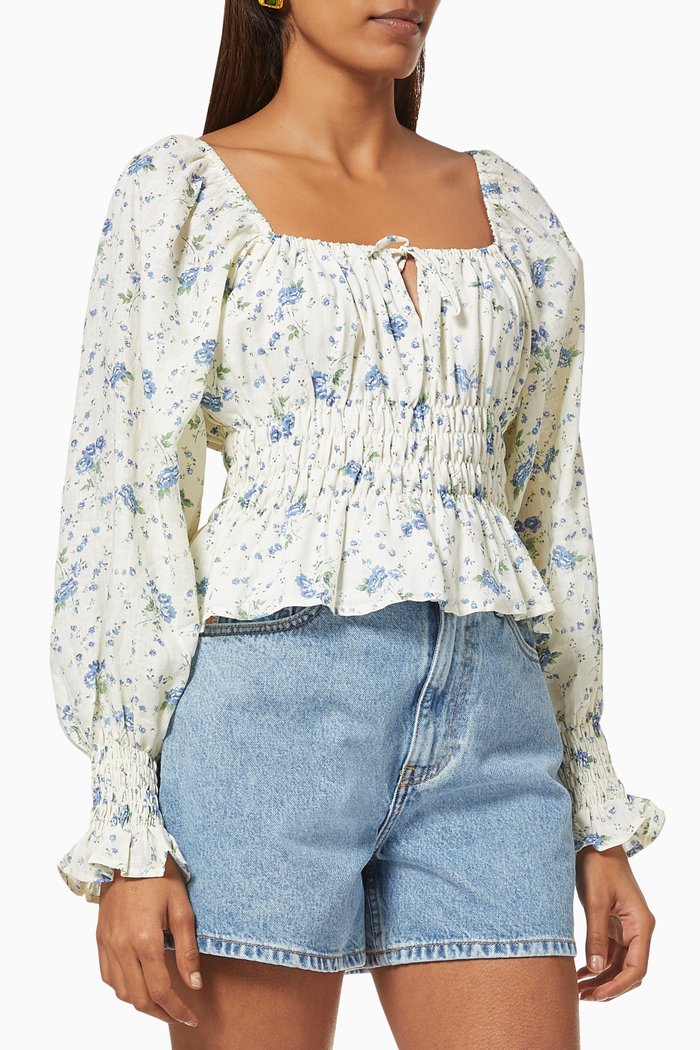Gillian Top in Linen, White