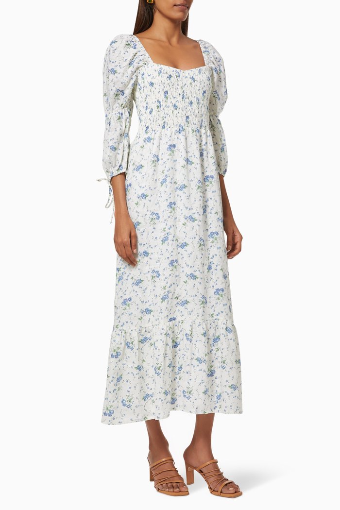 

Marita Midi Dress in Linen, White