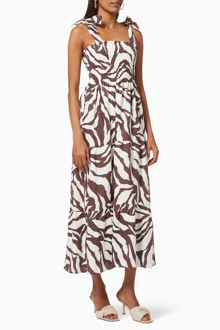 

Rianne Midi Dress in Linen, Multicolour