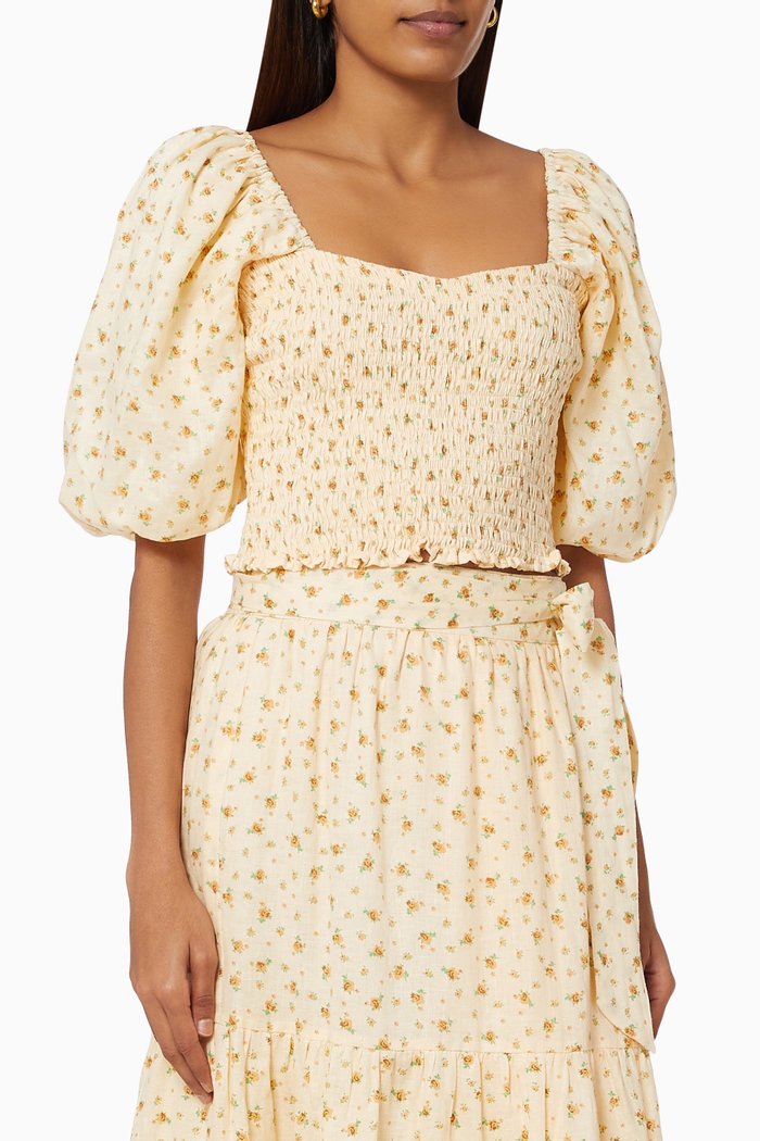 

Robina Top in Linen, Orange
