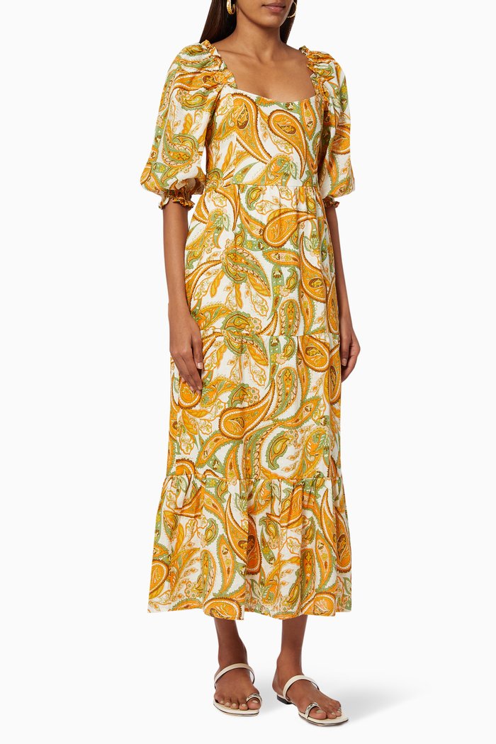

Rumi Midi Dress in Linen, Multicolour