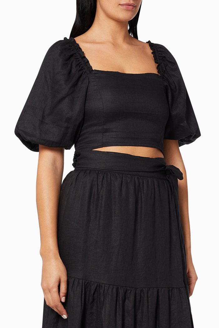 

Barnette Top in Linen, Black