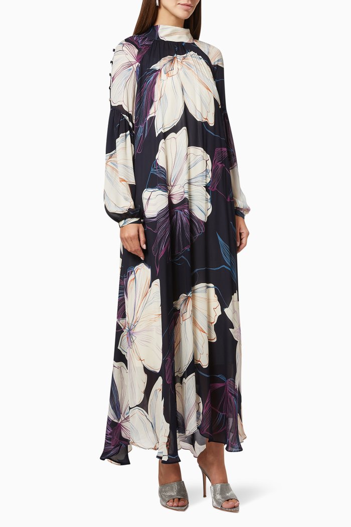 

Flower Patterned Dress, Black
