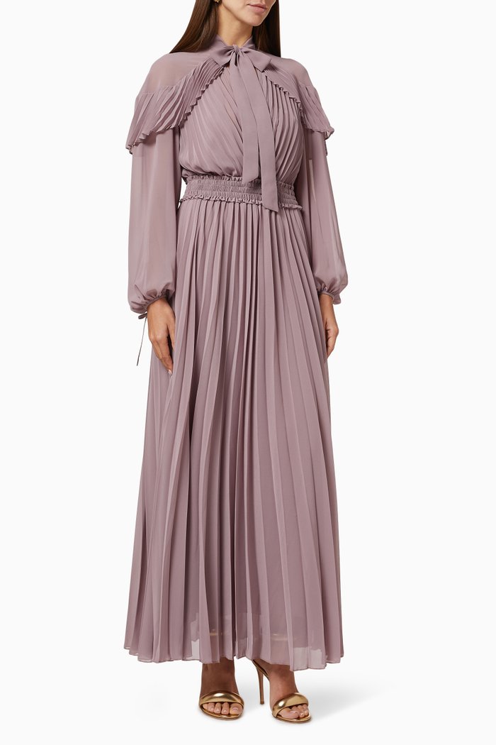 

Pleated Frill Dress, Purple