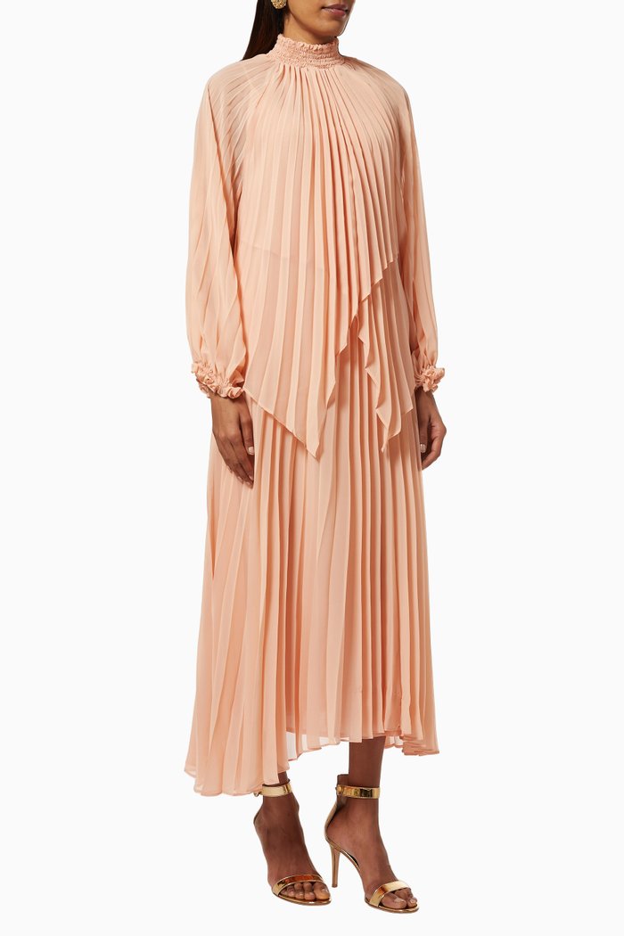 Pleated Top & Dress Set, Orange
