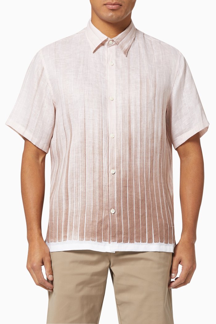 Glaze Stripe Shirt in Linen, Neutral
