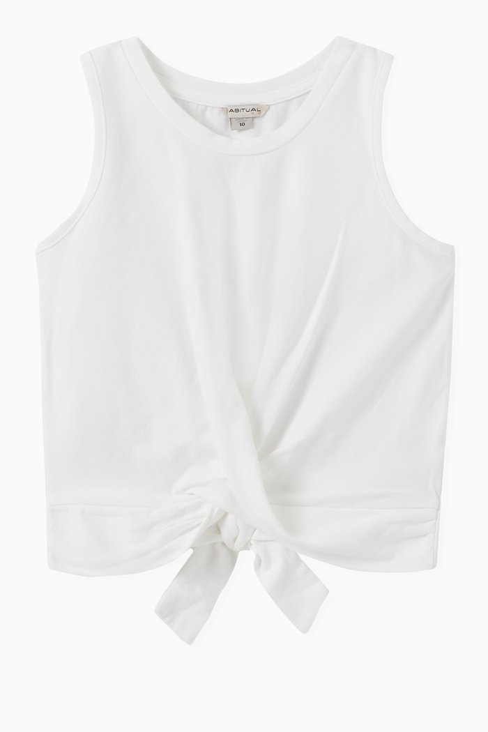 

Wrap Tie Back Top in Cotton Jersey, White