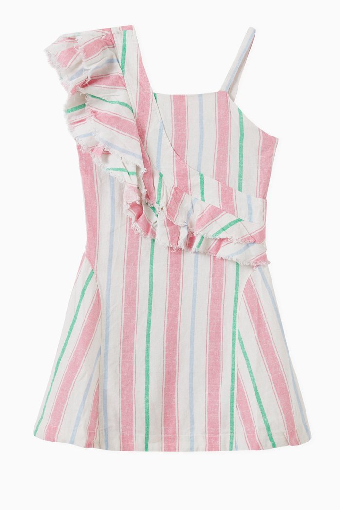 

Catrina Ruffle Dress in Linen Blend, Multicolour