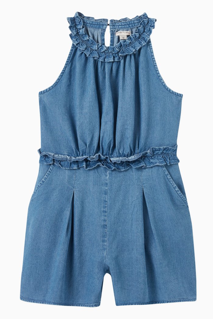 

Aviana Pleated Romper in Lyocell, Blue