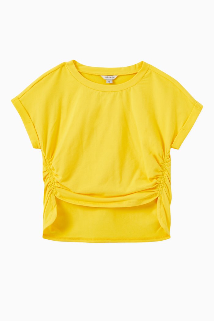 

Gathered Front Crop Top in Cotton Jersey, Yellow