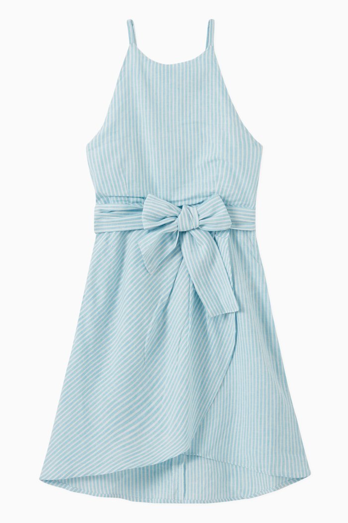 

Tank Striped Dress in Linen Blend, Blue