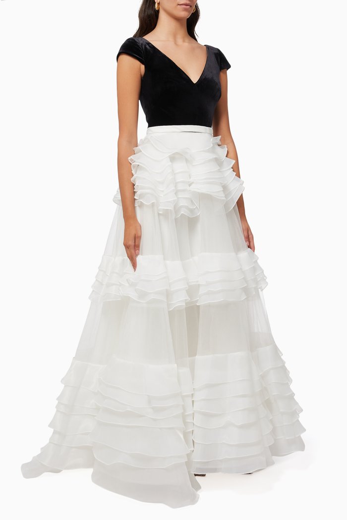 

Ruffle Tiered Gown, Black