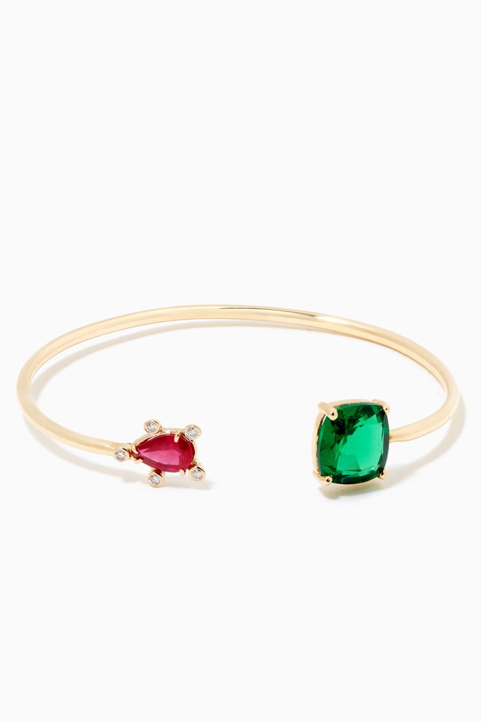 

Emerald & Ruby Bangle with Diamonds in 18kt Gold