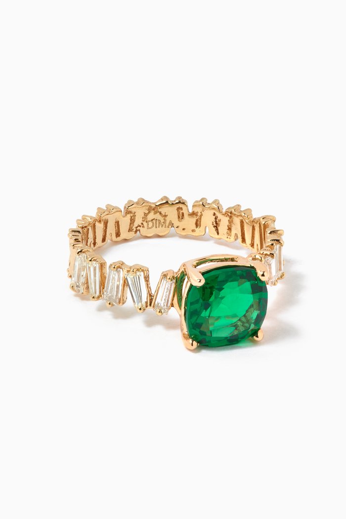 

Emerald Ring with Baguette Diamonds in 18kt Gold