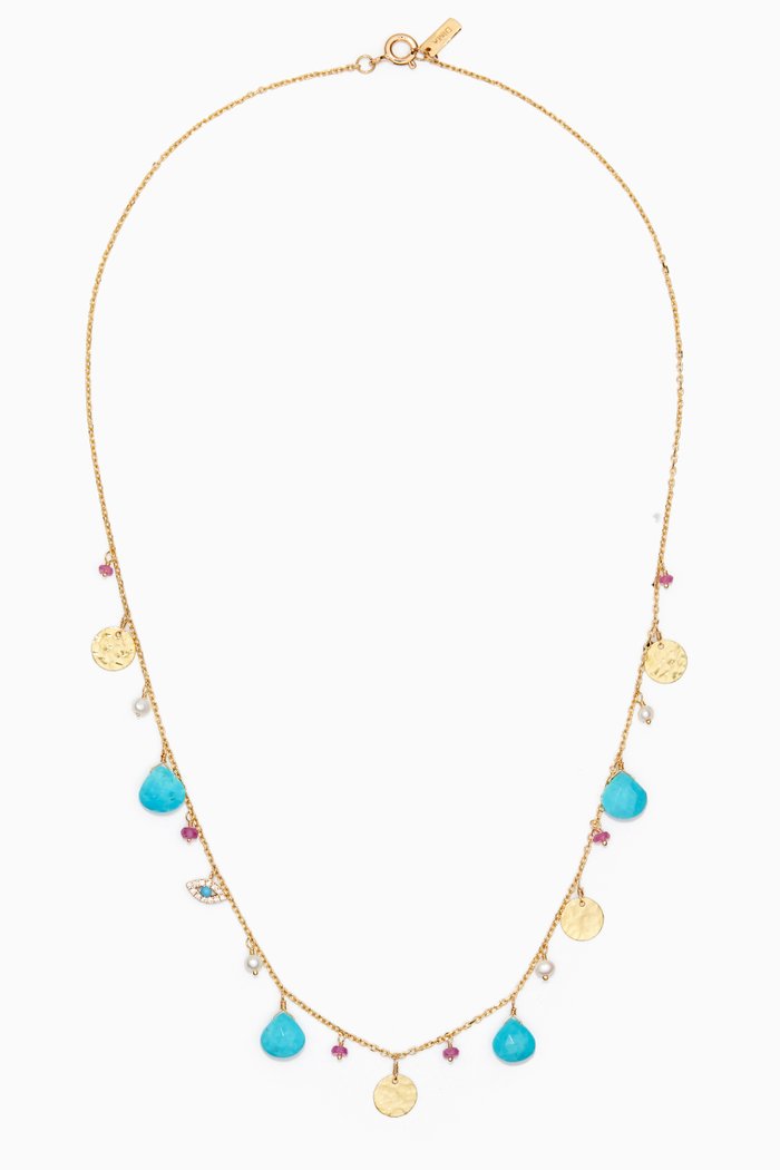 

Turquoise Drop Necklace with Diamond Eye in 18kt Gold