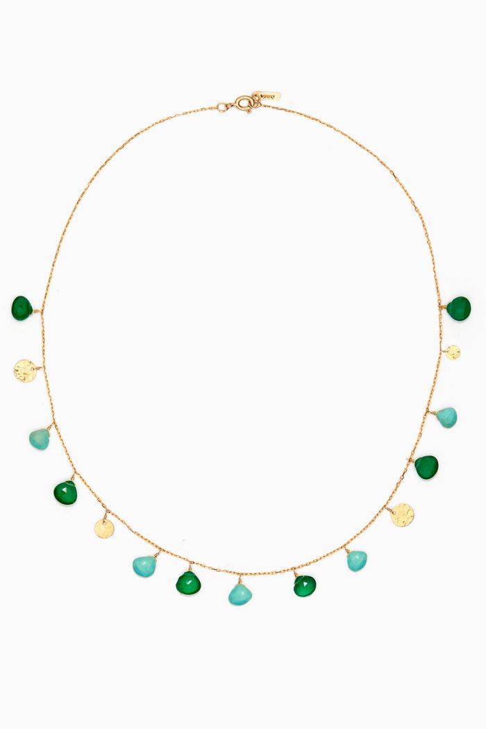 

Turquoise & Green Onyx Drop Necklace in 18kt Gold