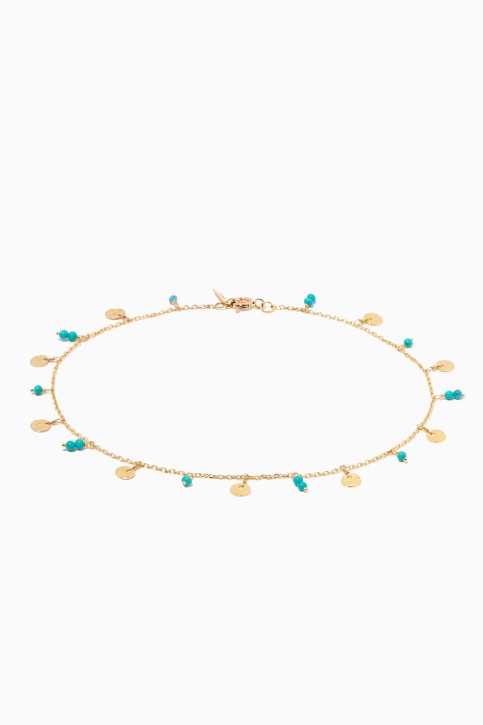 

Turquoise Bead Anklet in 18kt Gold