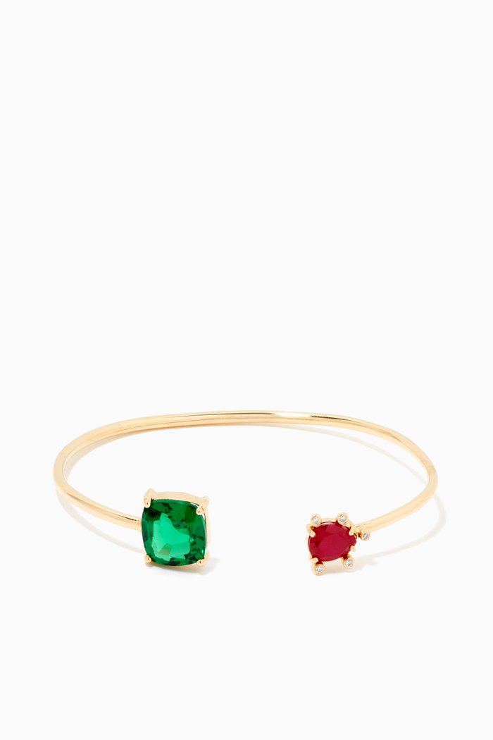 

Emerald & Ruby Bangle with Diamonds in 18kt Gold