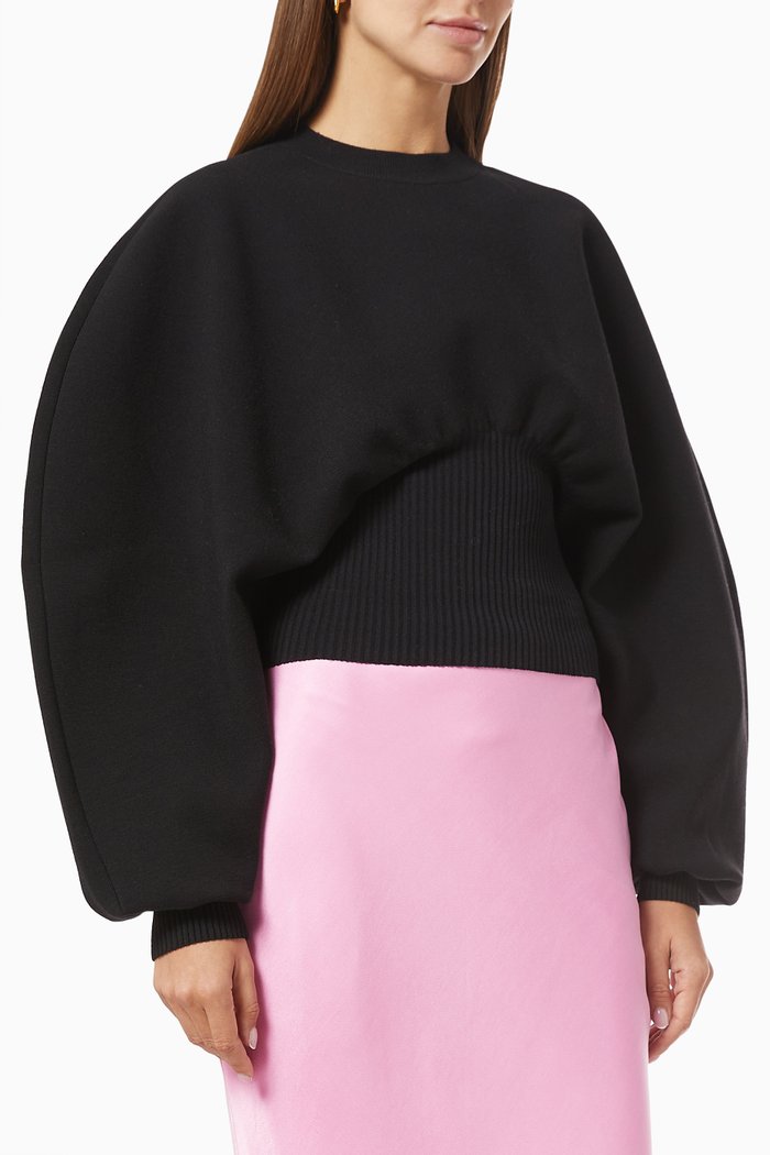 

Sweater in Compact Stretch Wool, Black